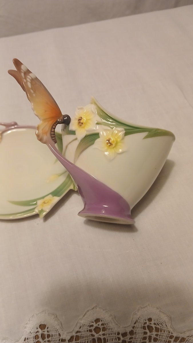 Service en porcelaine Franz,  papillons et fleurs -photo-3