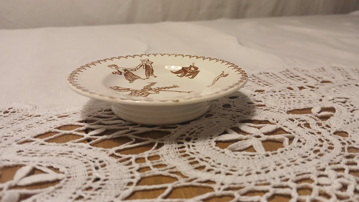 Sarreguemines Play Dinner Service, Passe Temps Model, 13 Shaped Pieces, 14 Plates-photo-6