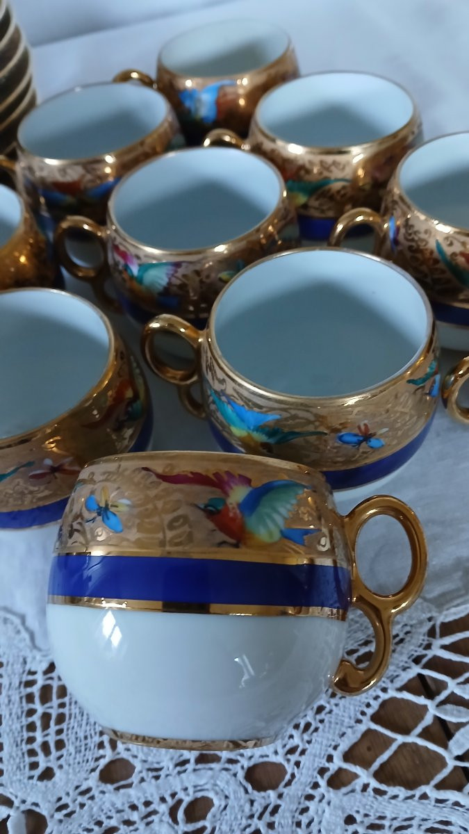 6 tasses à café Le Tallec porcelaine dorée de Limoges -photo-2