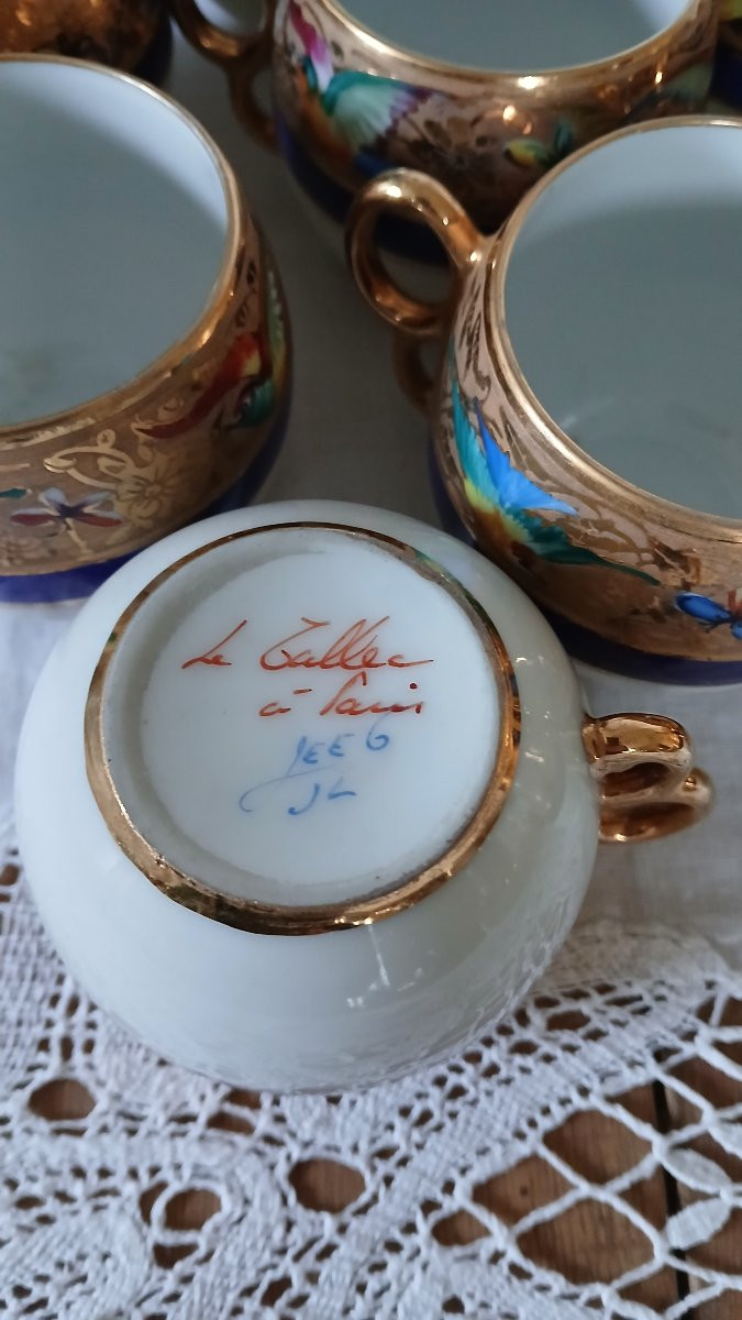 6 tasses à café Le Tallec porcelaine dorée de Limoges -photo-3