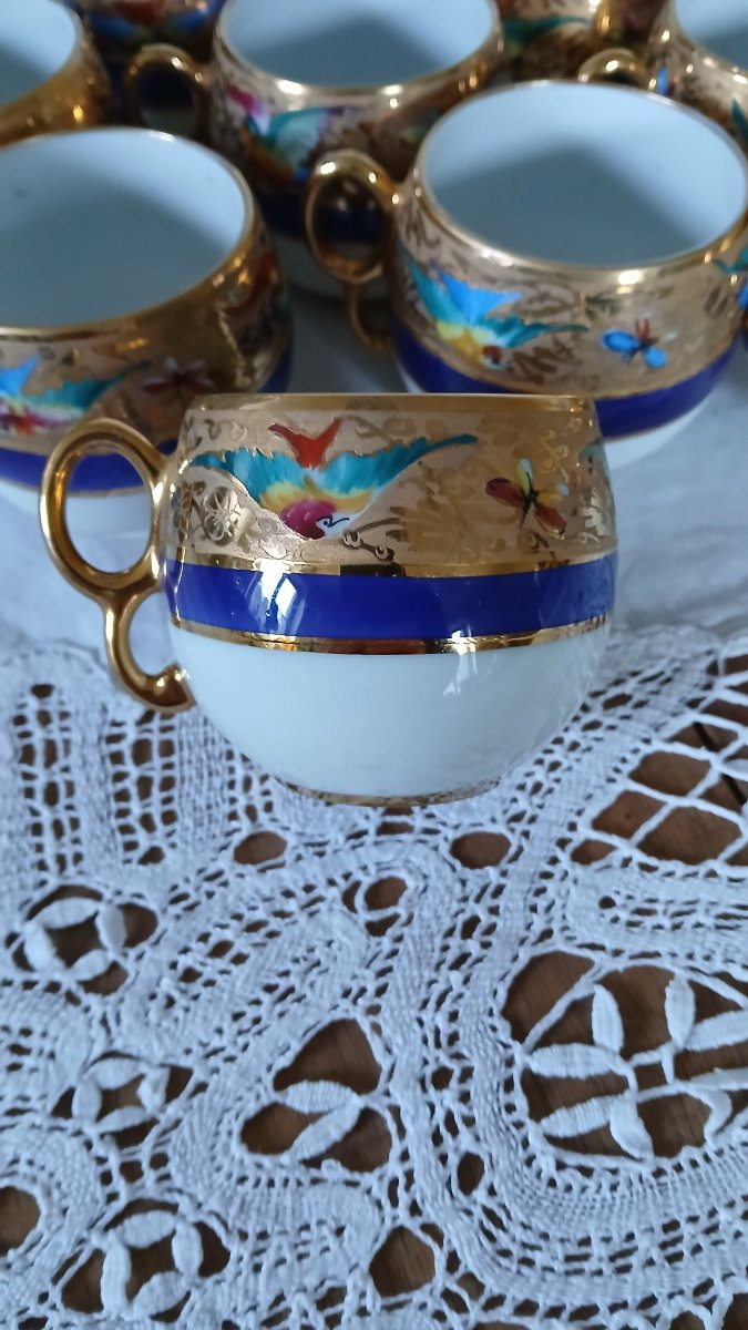 6 tasses à café Le Tallec porcelaine dorée de Limoges -photo-4