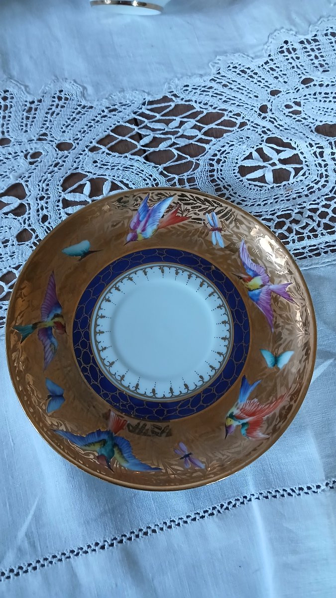 4 Le Tallec Teacups Limoges Gilt Porcelain-photo-4
