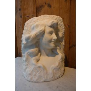 Marble Bust Of Young Woman Signed Etienne Lenhoir