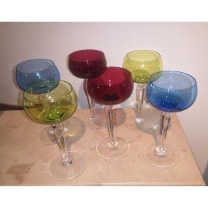 Val St Lambert Colored Crystal Glasses