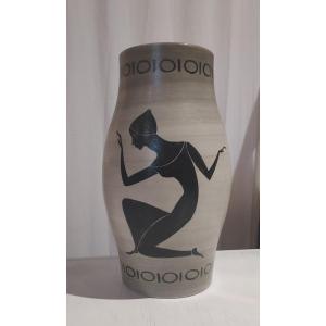 Ceramic Vase By Paul Milet, Stylized Woman