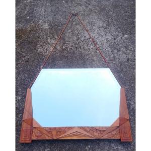 Miroir bois sculpté d'époque Art Déco 