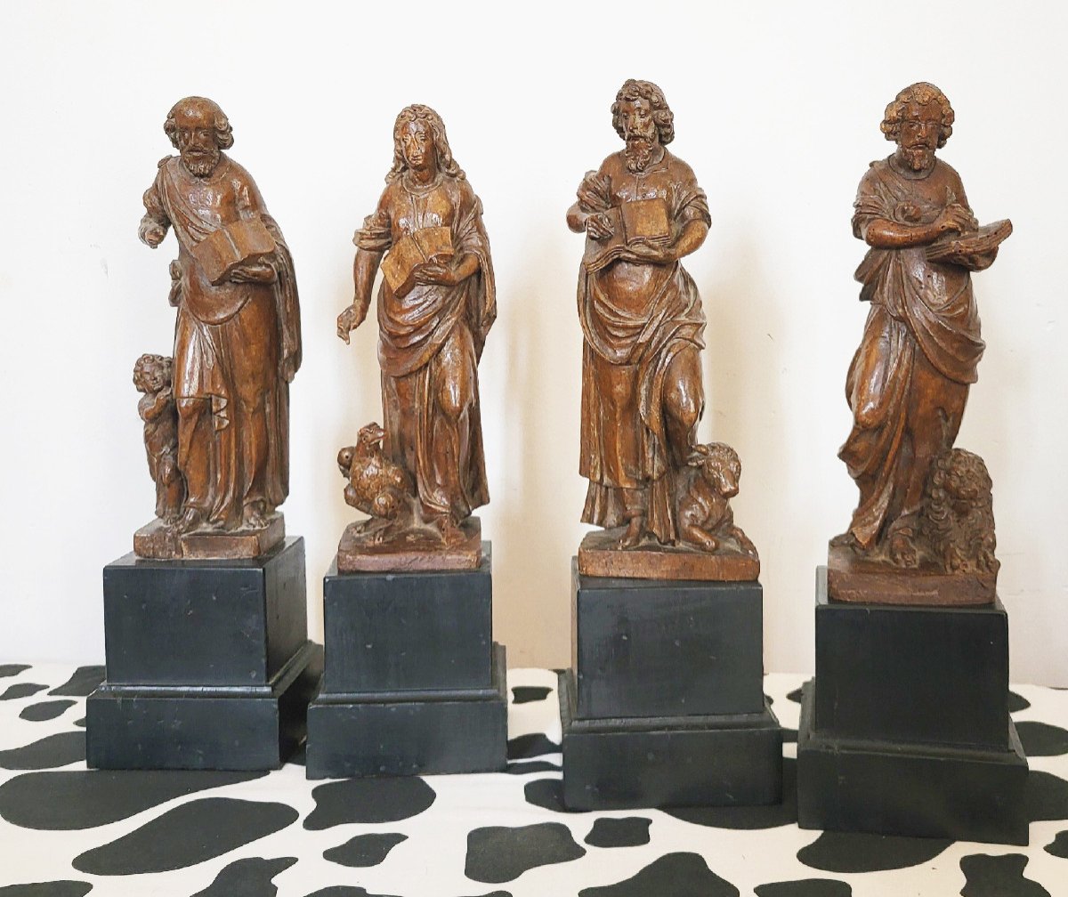 Series Of 17th  Century Wooden Sculptures The Evangelists