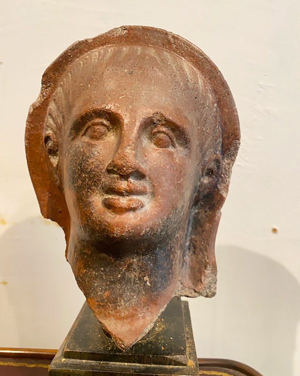 Tête Antique En Terre Cuite-photo-2