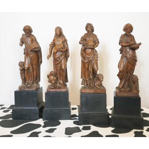 Series Of 17th  Century Wooden Sculptures The Evangelists