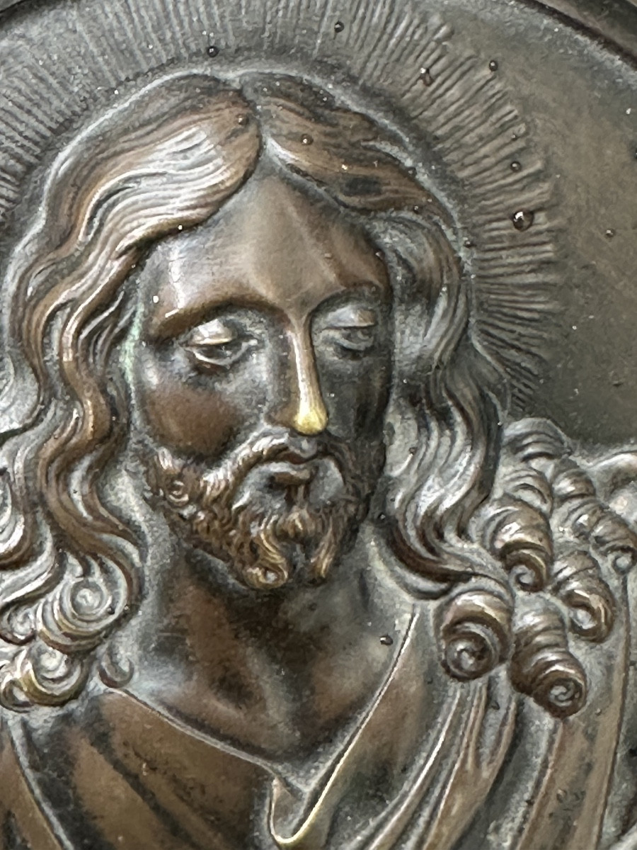 Late 17th Century Bronze Medallion Depicting Christ-photo-2