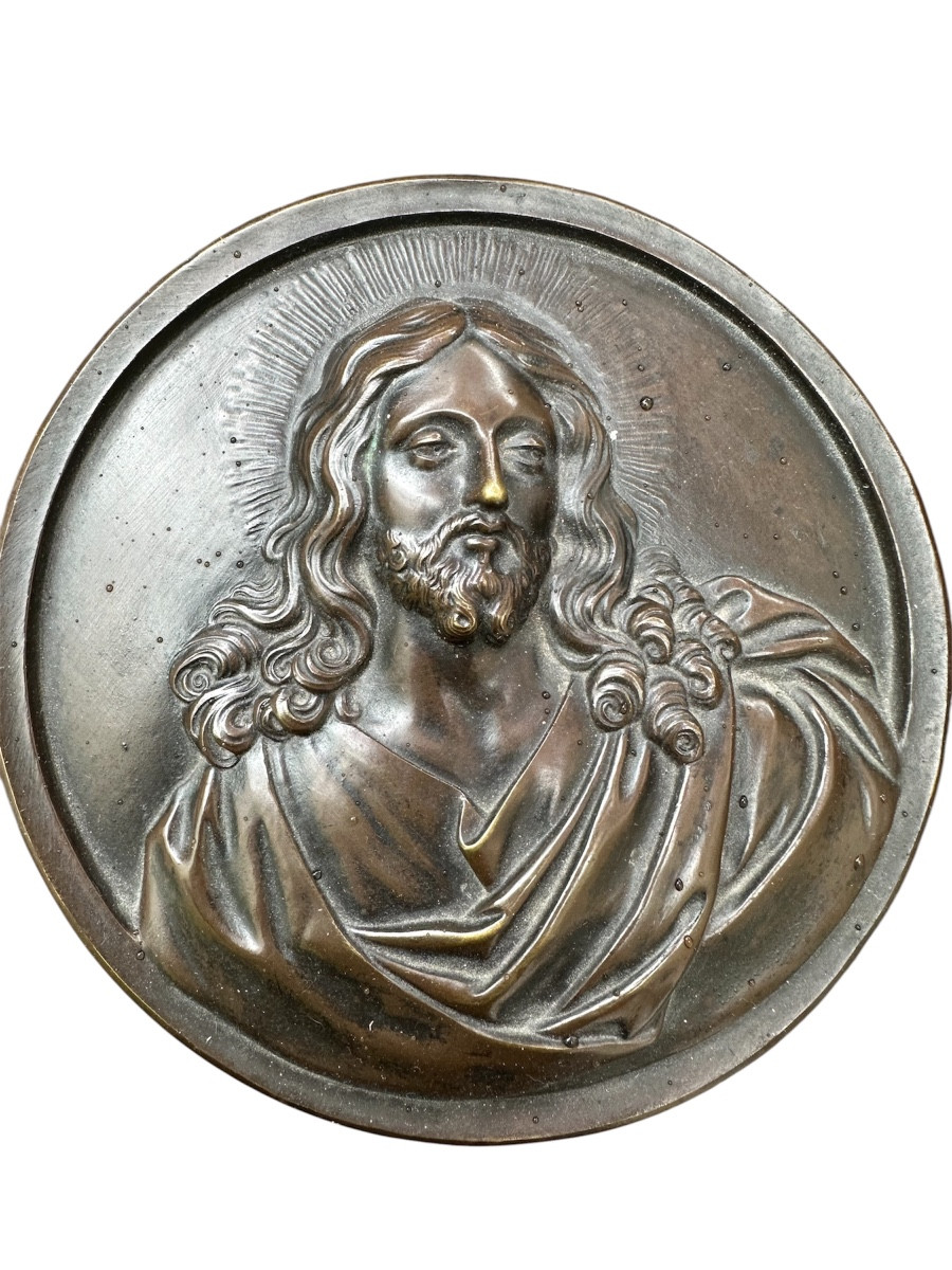 Late 17th Century Bronze Medallion Depicting Christ-photo-2