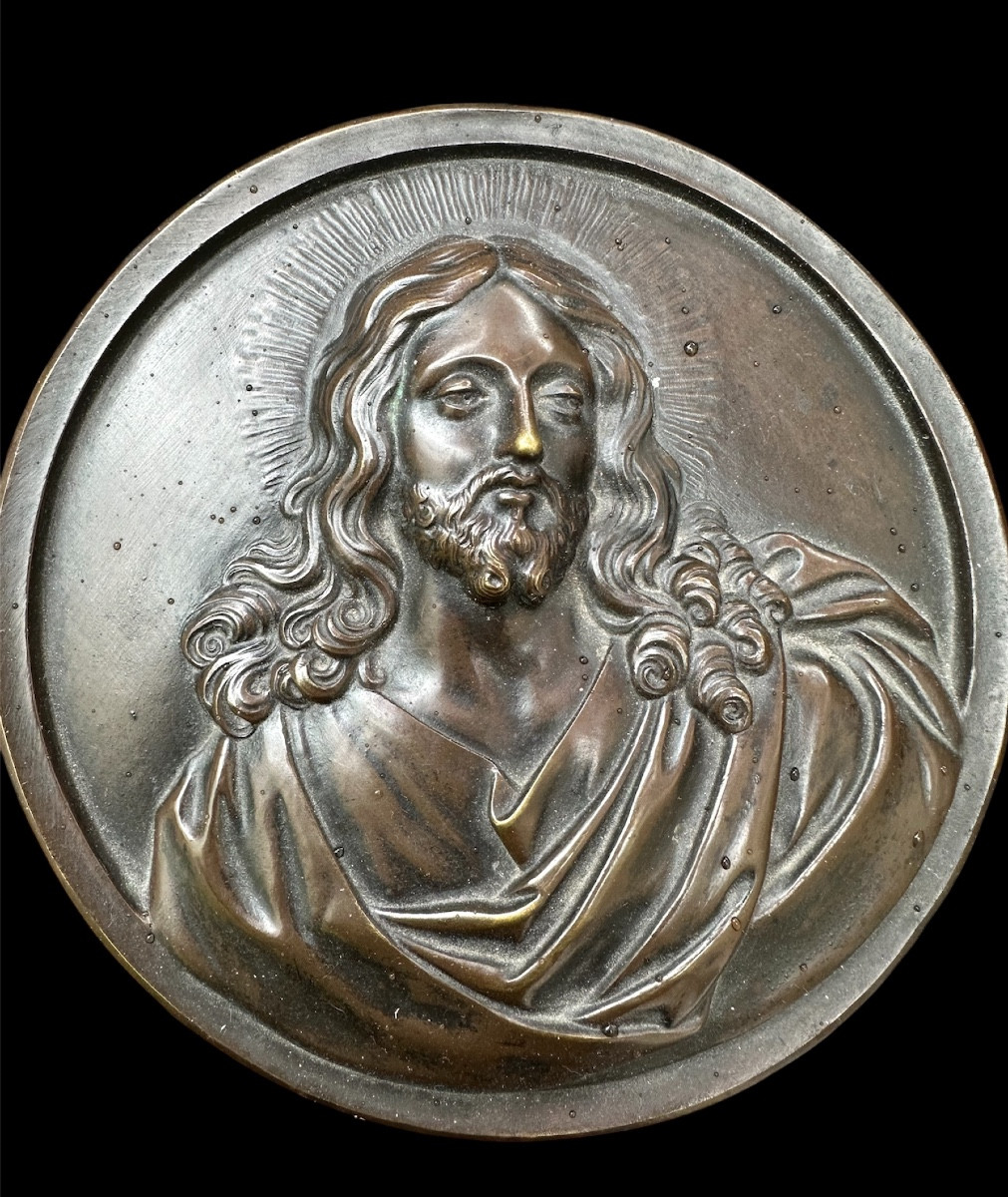 Late 17th Century Bronze Medallion Depicting Christ