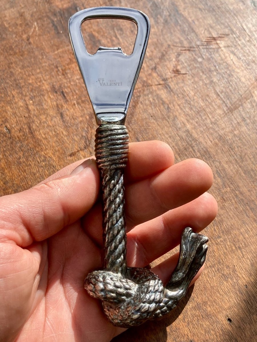 Valenti, Circa 1970 Silver Metal Rope Bottle Opener Dlg Maria Pergay Or Jean Despres-photo-1