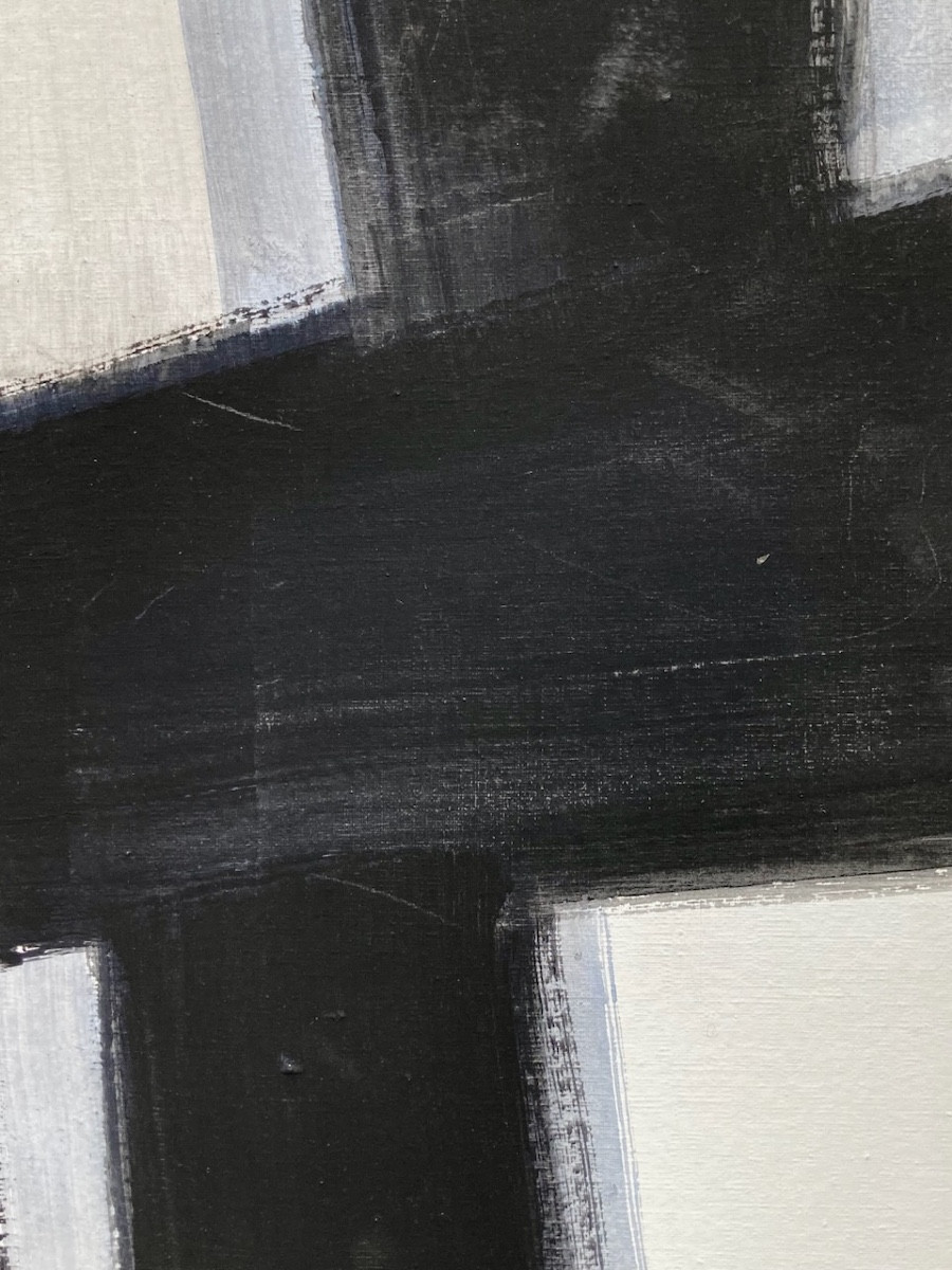 Nicolas Carrega Tableau abstrait de 1974 époque Soulages-photo-4