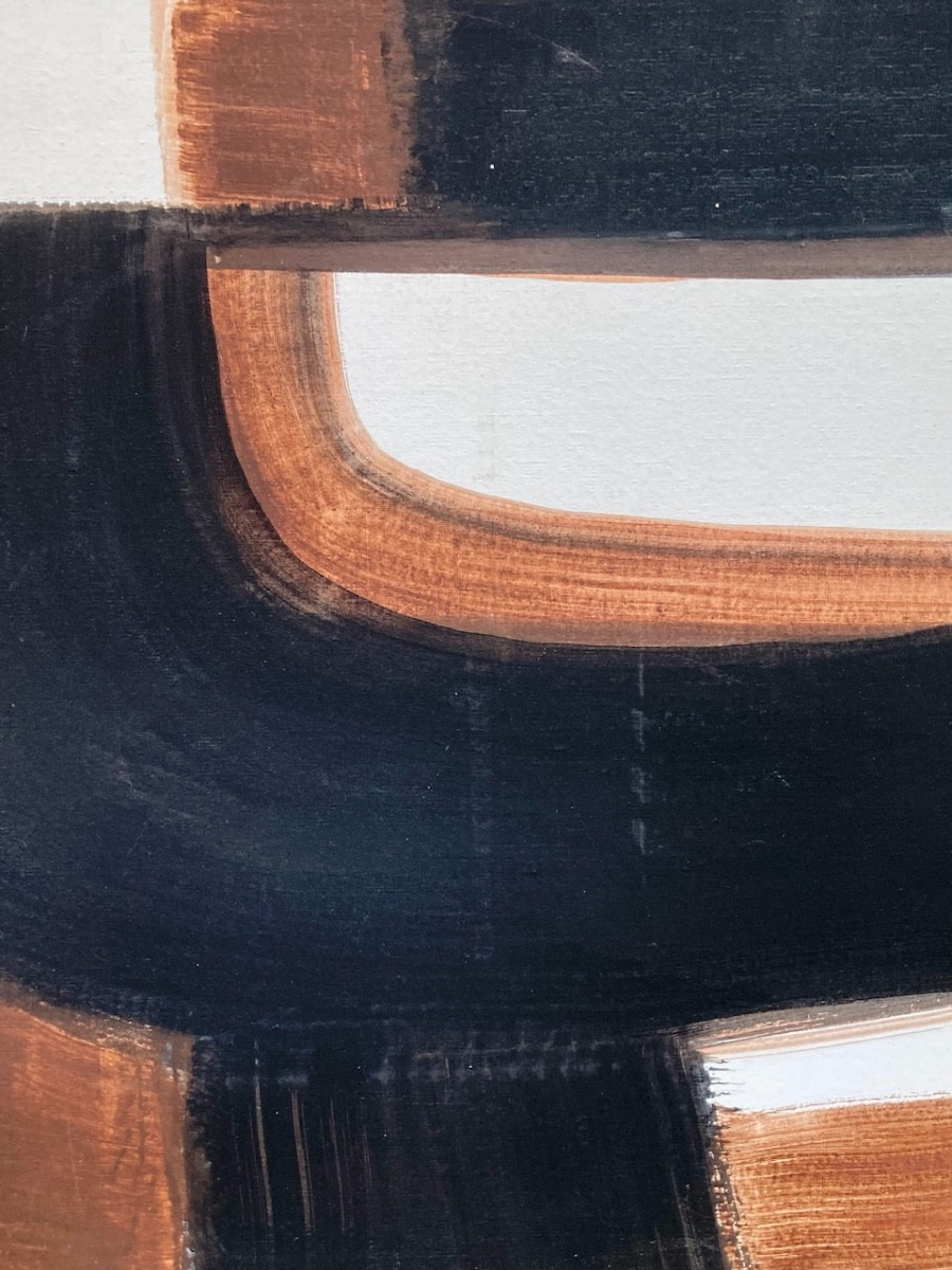 Nicolas Carrega (1914-1994) Abstract Painting 1974 Soulages Period-photo-3