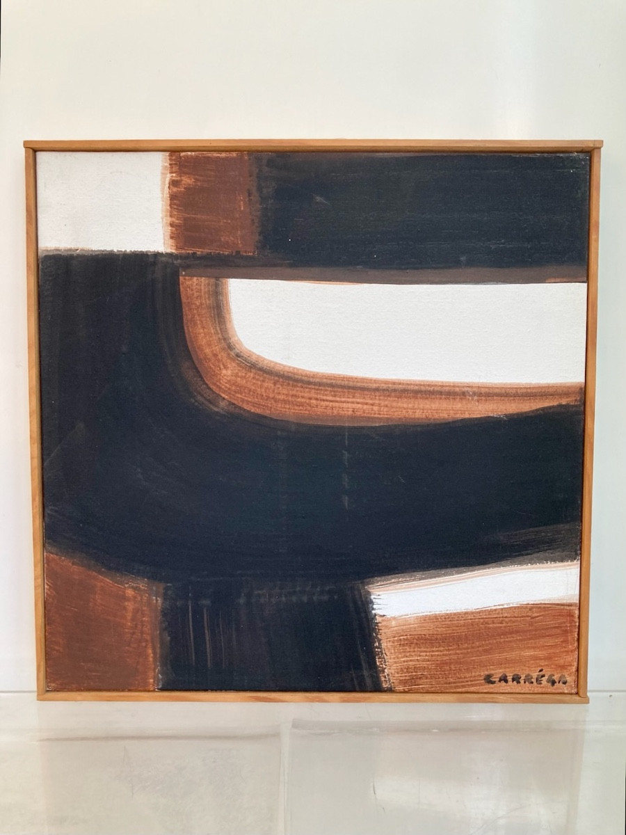 Nicolas Carrega (1914-1994) Abstract Painting 1974 Soulages Period