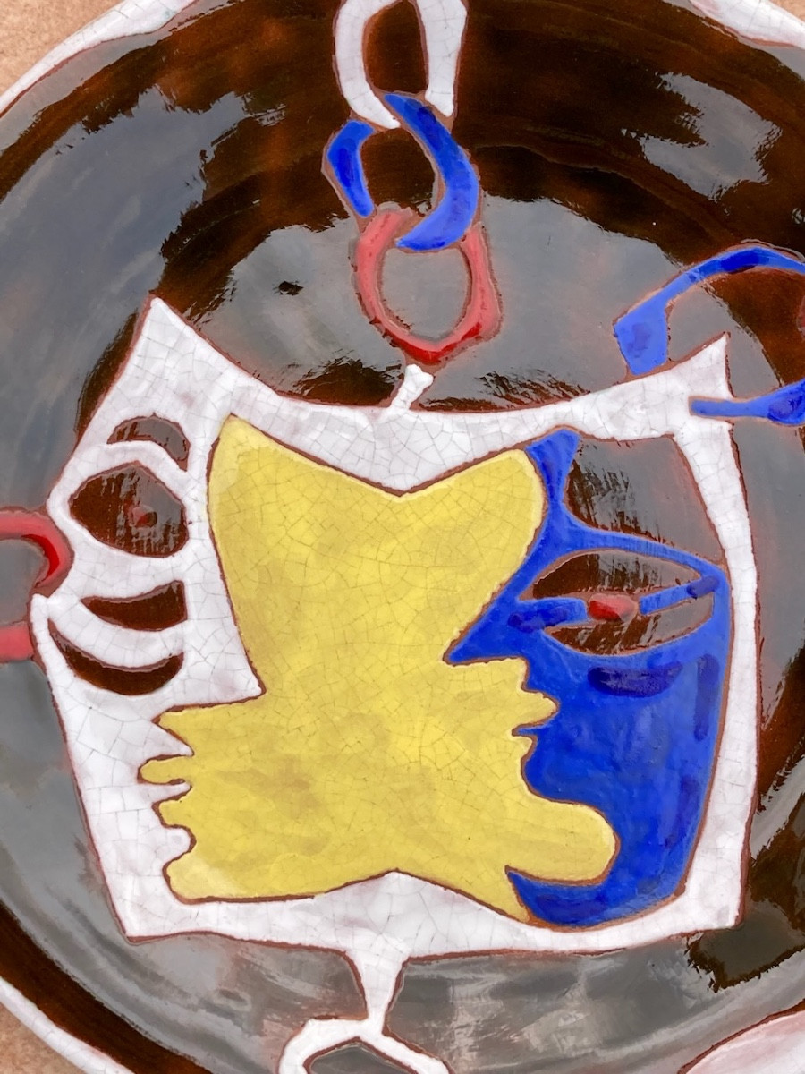 Jean Lurçat (1892-1966) rare assiette polychrome aux 2 visages circa 1955-photo-2