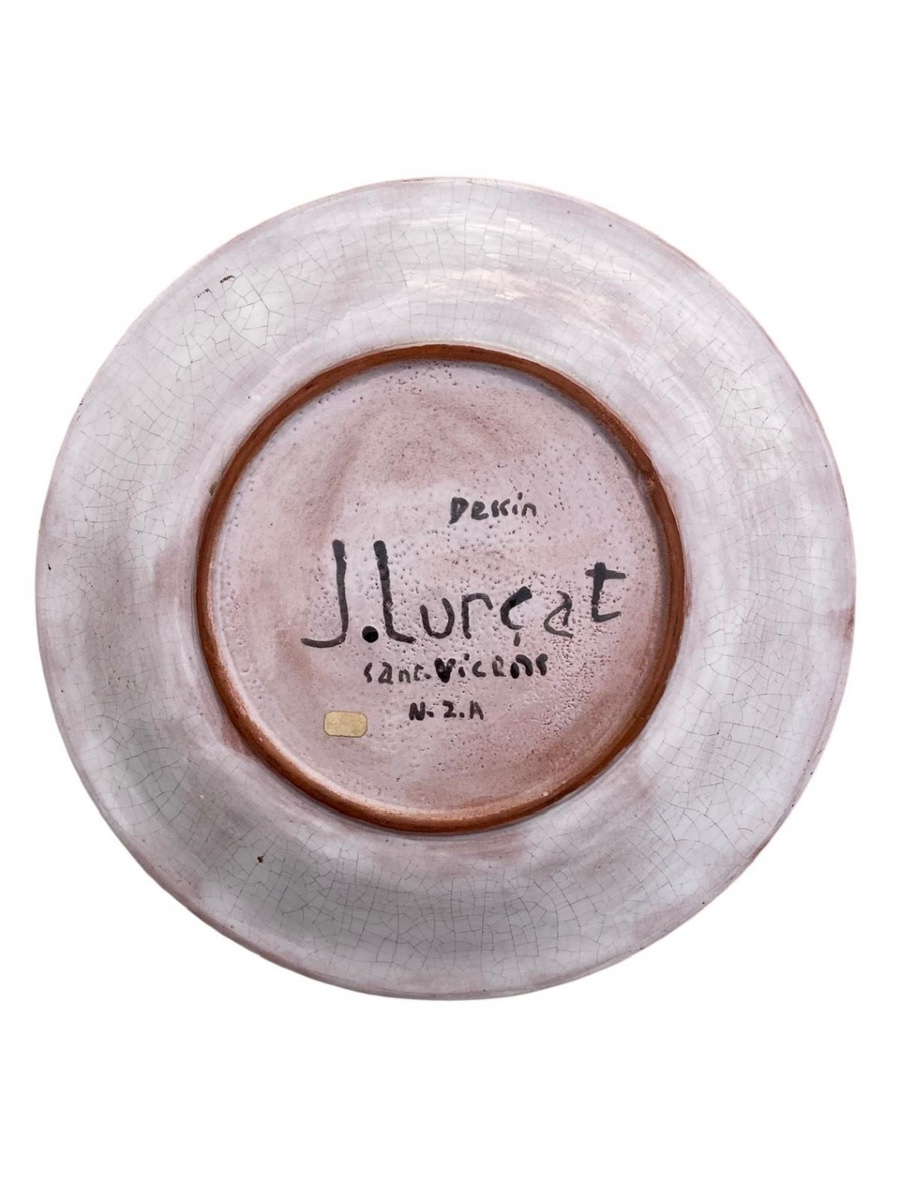 Jean Lurçat (1892-1966) rare assiette polychrome aux 2 visages circa 1955-photo-4