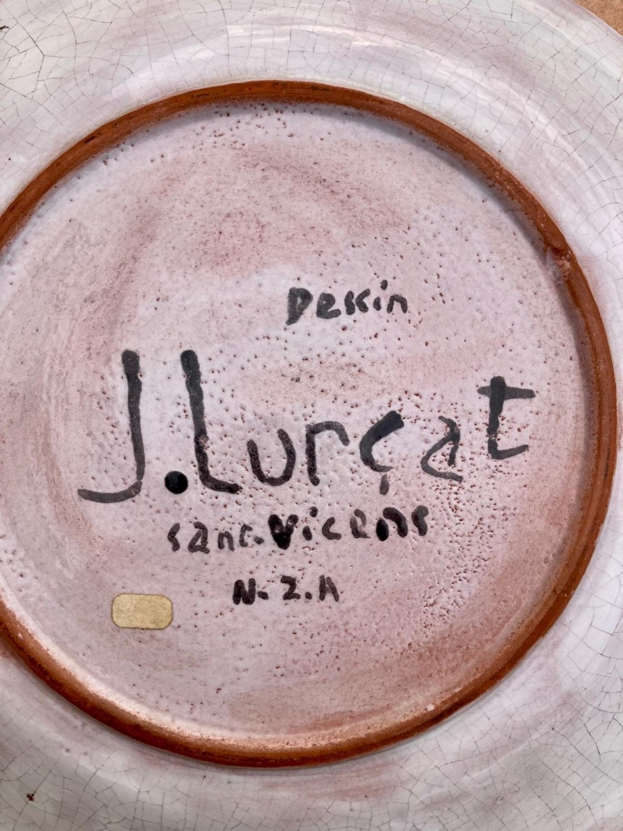 Jean Lurçat (1892-1966) rare assiette polychrome aux 2 visages circa 1955-photo-1