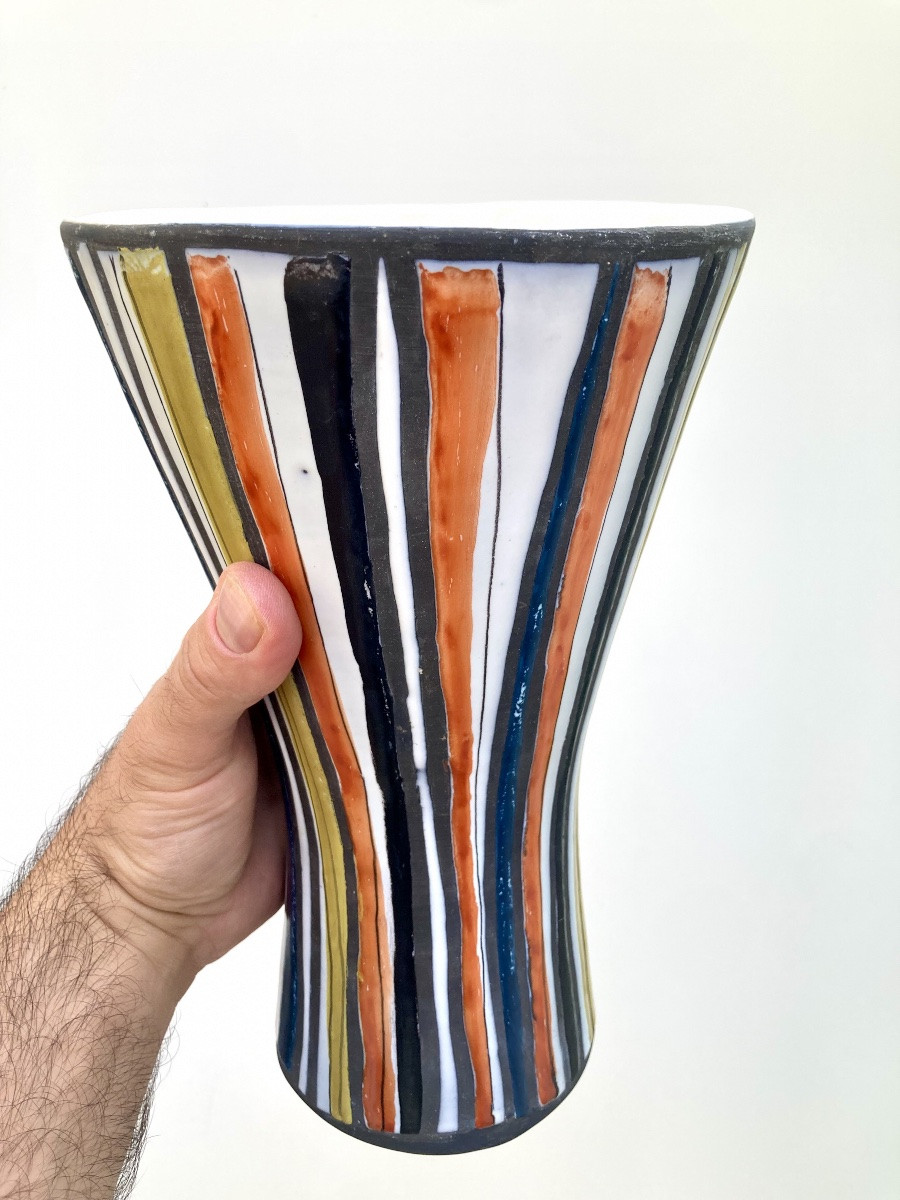Roger Capron (1922-2006) vase diabolo décor pyjama circa 1955 Vallauris-photo-2