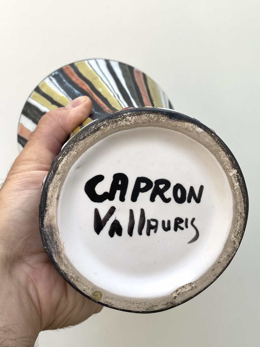 Roger Capron (1922-2006) vase diabolo décor pyjama circa 1955 Vallauris-photo-2