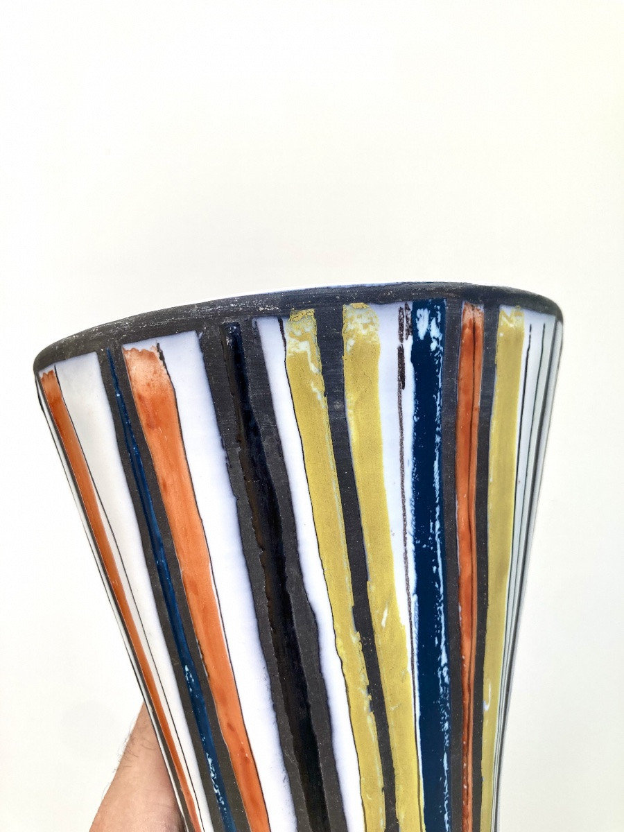 Roger Capron (1922-2006) vase diabolo décor pyjama circa 1955 Vallauris-photo-3