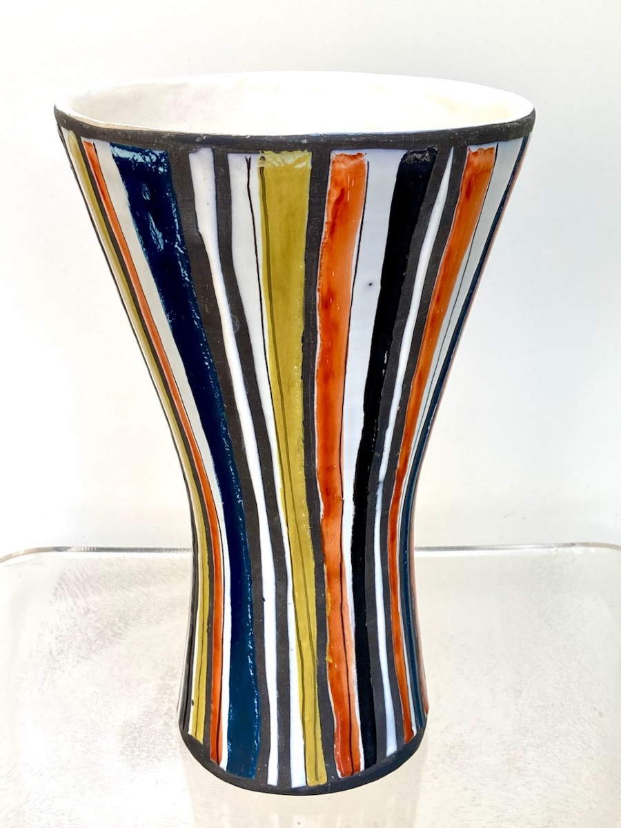 Roger Capron (1922-2006) vase diabolo décor pyjama circa 1955 Vallauris