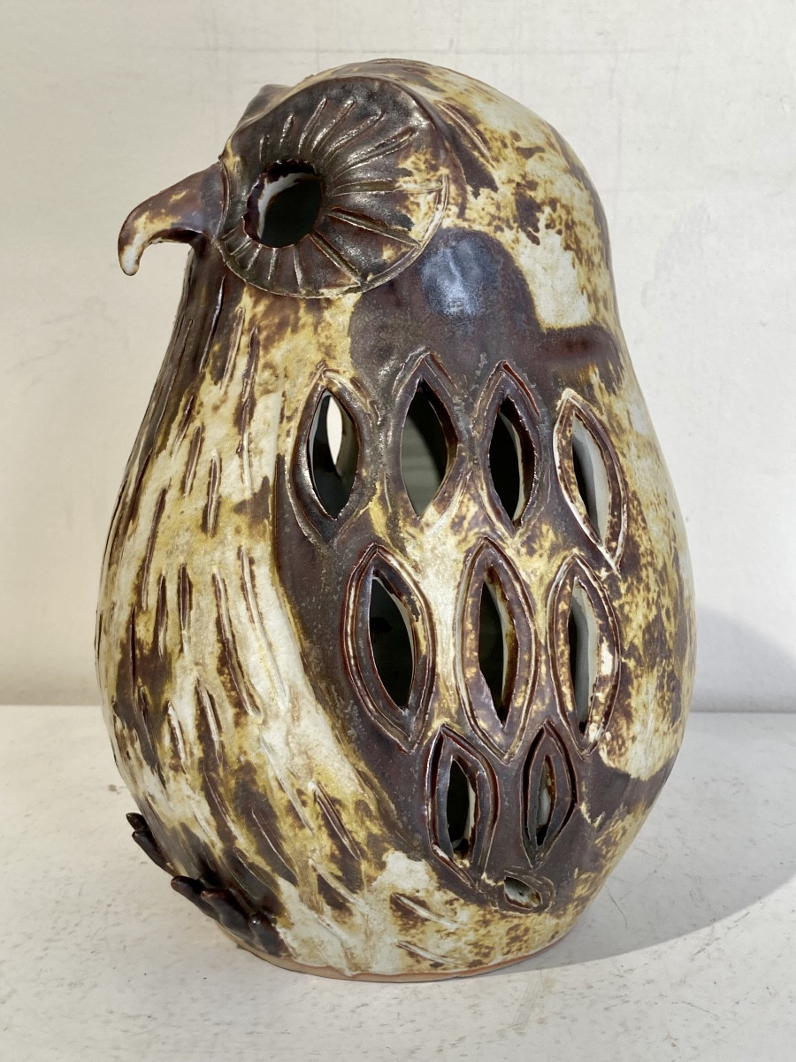 Alain Blanchard, lampe sculpture chouette en grès circa 1980 Era Vallauris La Borne-photo-2