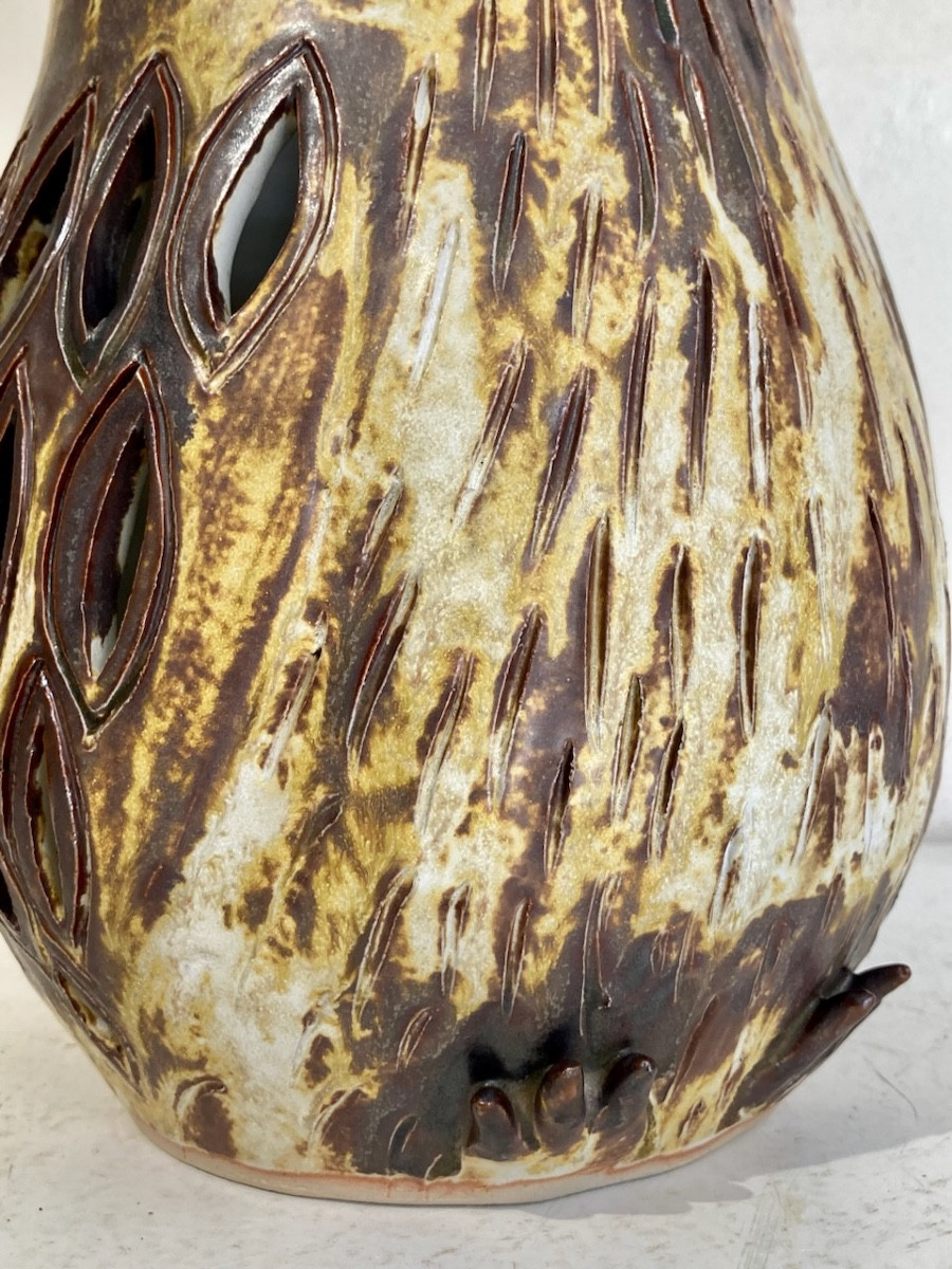 Alain Blanchard, lampe sculpture chouette en grès circa 1980 Era Vallauris La Borne-photo-1