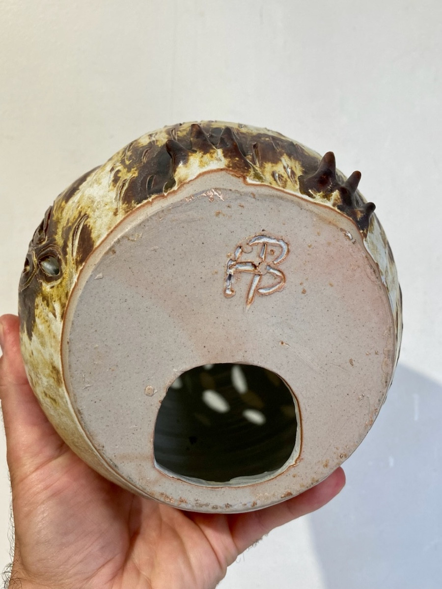 Alain Blanchard, lampe sculpture chouette en grès circa 1980 Era Vallauris La Borne-photo-2