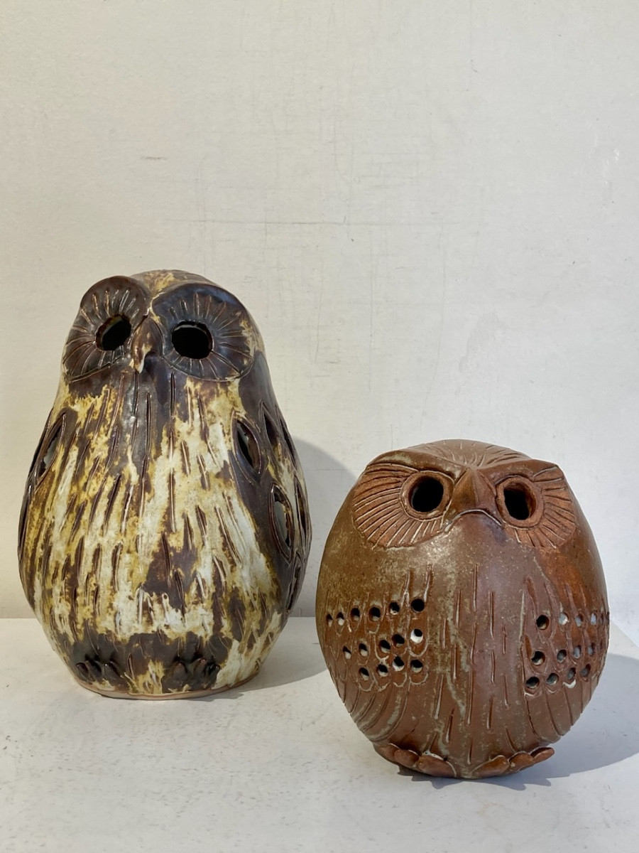 Alain Blanchard, lampe sculpture chouette en grès circa 1980 Era Vallauris La Borne-photo-4