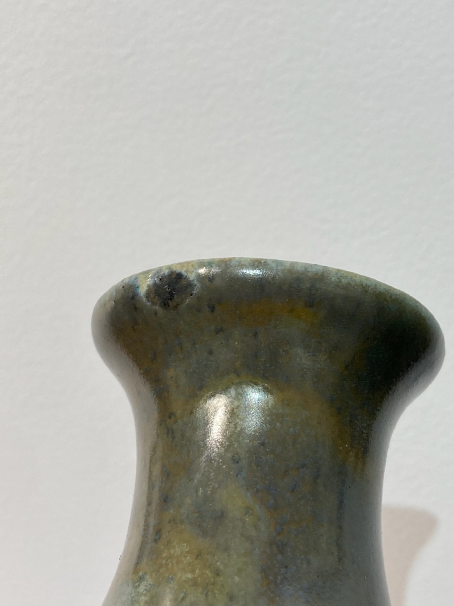 Hb Quimper Odetta Glazed Stoneware Vase Circa 1930-photo-3