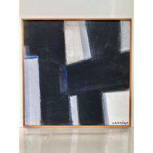 Nicolas Carrega Tableau abstrait de 1974 époque Soulages