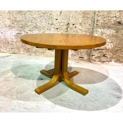 Round Table T40 Extendable In Solid Oak By Pierre Chapo