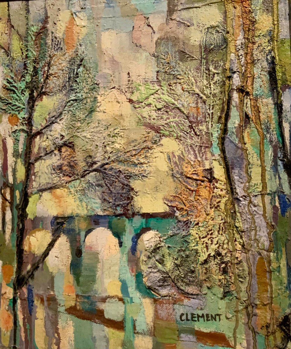 Peinture Sur Carton, paysage de forêt au pont-photo-3