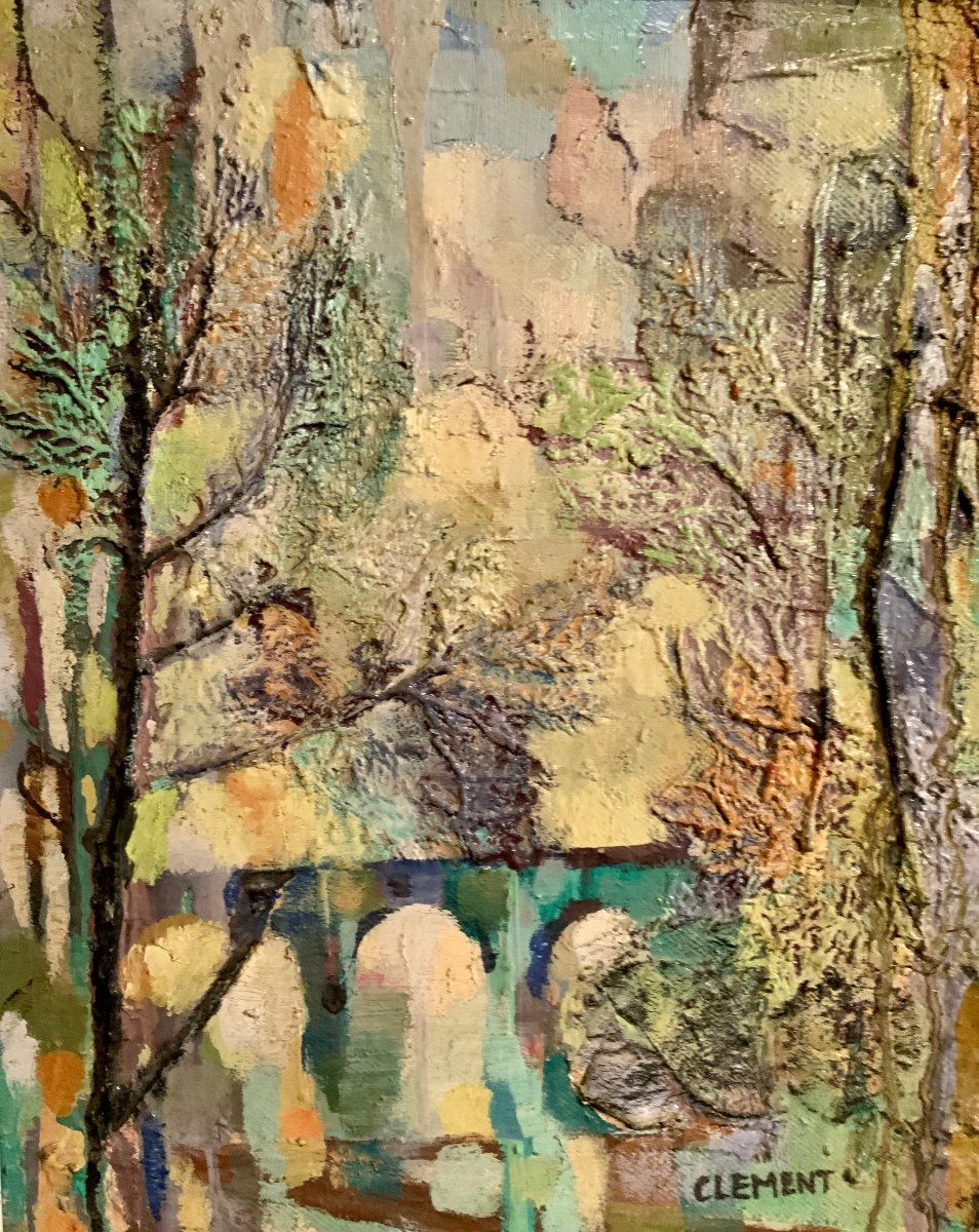 Peinture Sur Carton, paysage de forêt au pont-photo-4