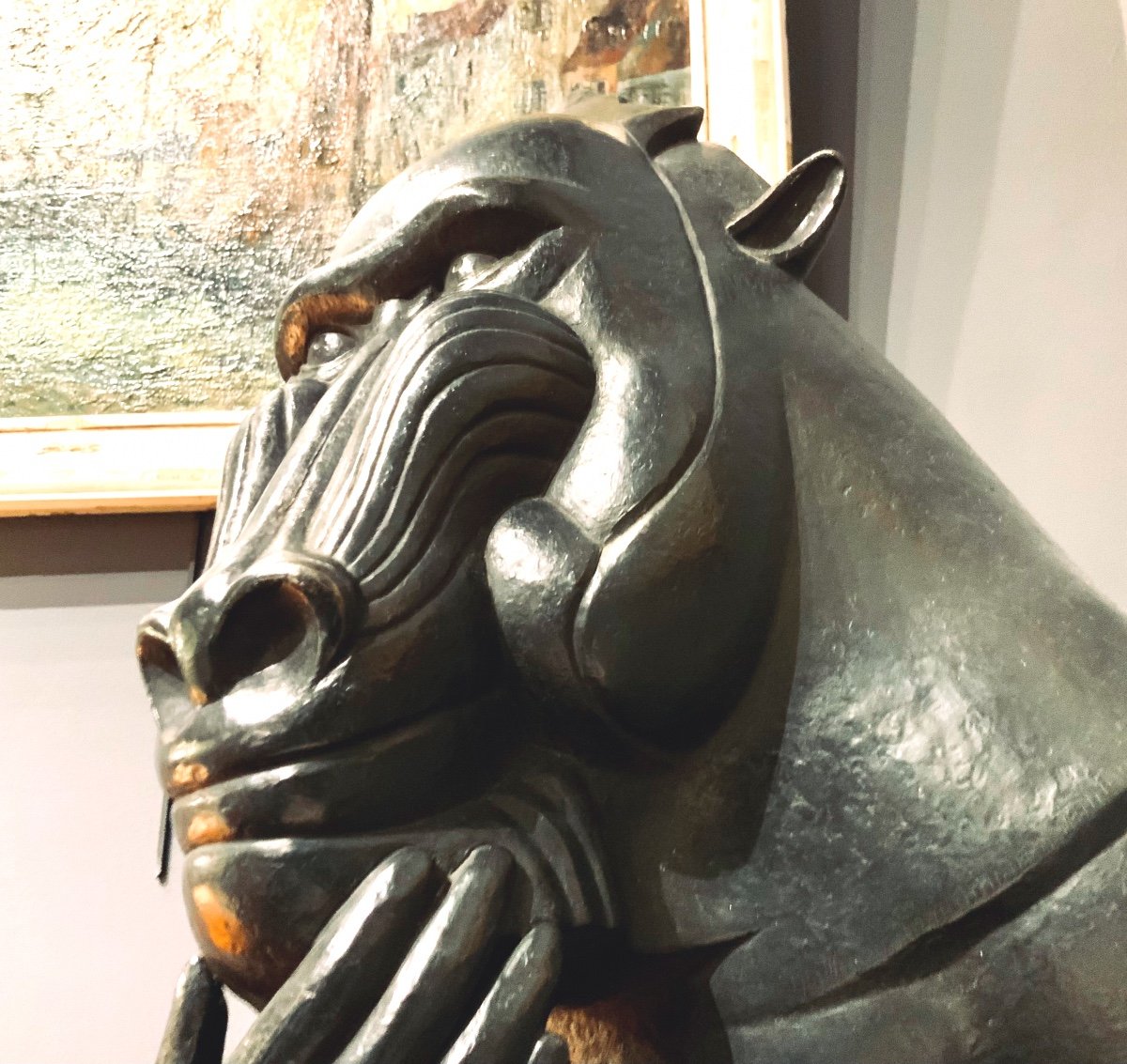 Bronze Animalier «sage Mandrill » De Florence Jacquesson -photo-4