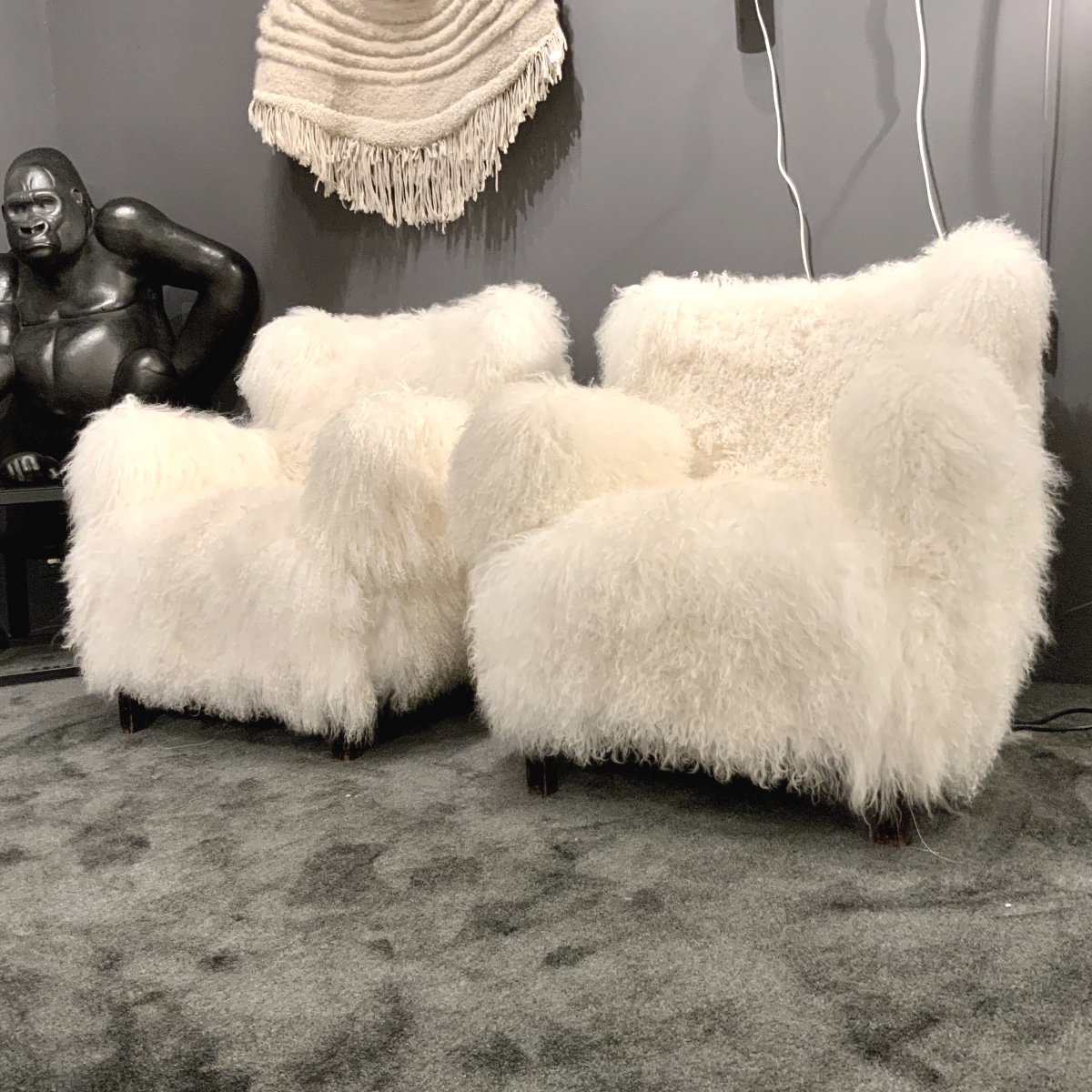 Paire De Fauteuils Mouton Scandinaves 1940/50-photo-6