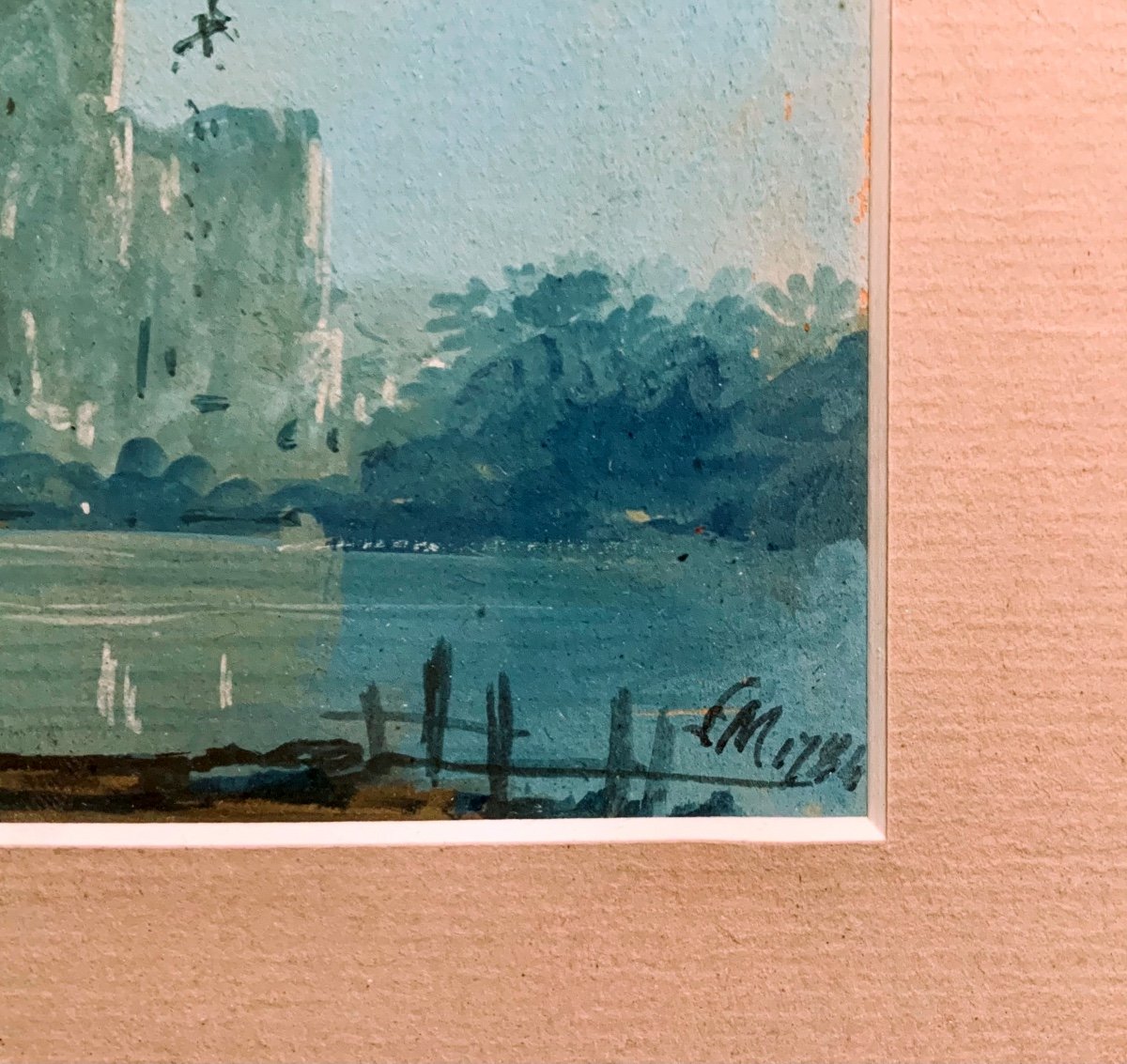 Italian Watercolor, Gouache Circa 1800 Representing Hunters In A Landscape-photo-3