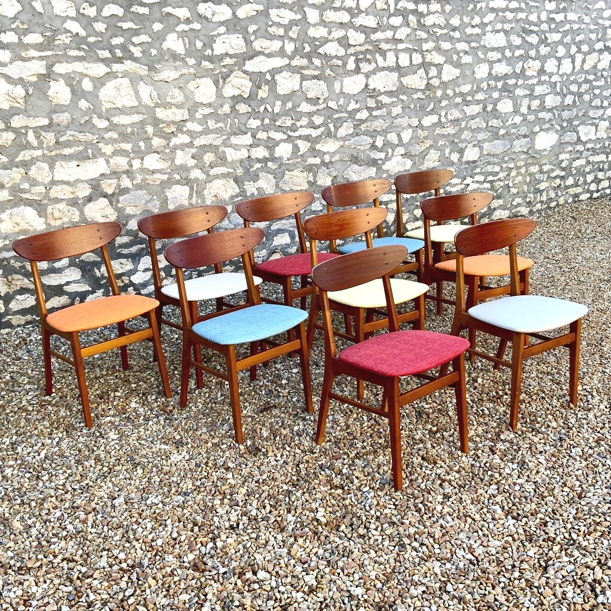 Chaises scandinaves années 1960/70 en hêtre massif et teck-photo-3