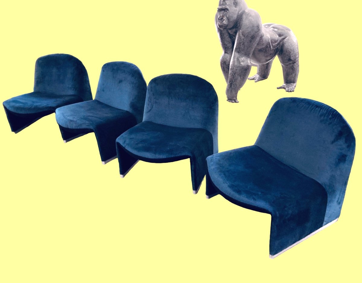 4 Italian Low Chairs 1970s By Giancarlo Piretti Model Alky For Anonima Casrelli-photo-3