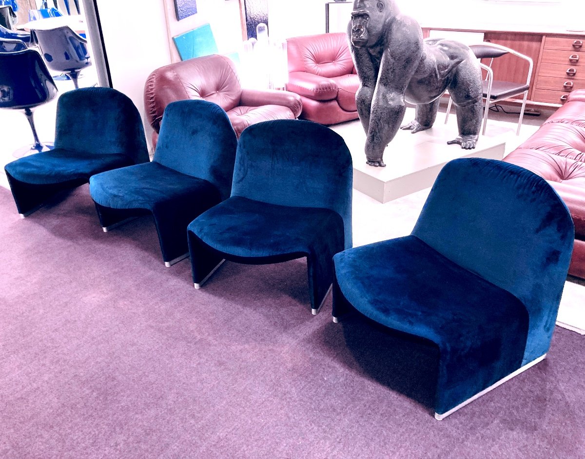 4 Italian Low Chairs 1970s By Giancarlo Piretti Model Alky For Anonima Casrelli-photo-2