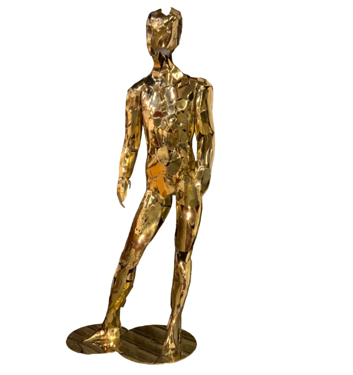 Life-size Brass Sculpture Of A Man, Unique Piece By Stéphane Lemeur
