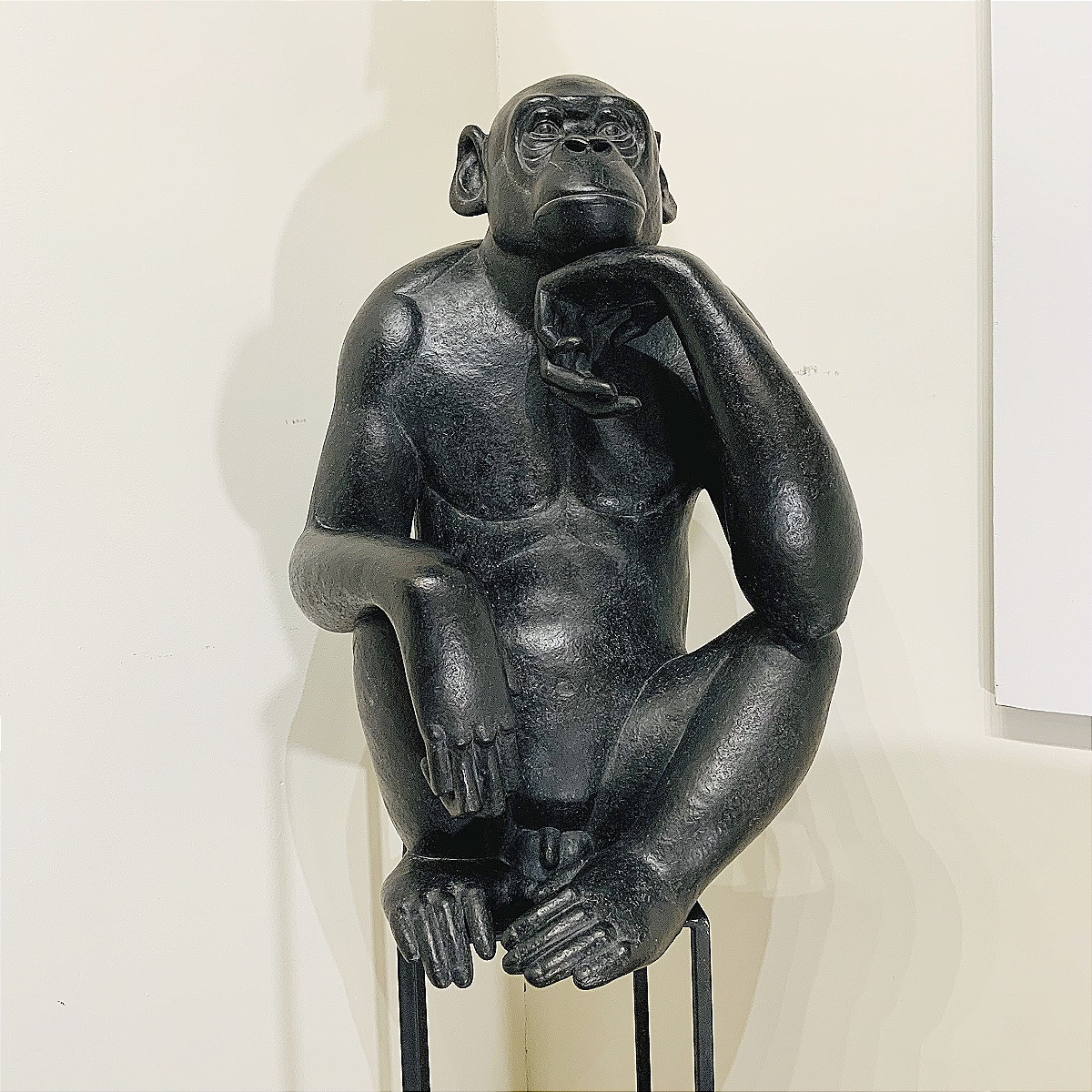 Bonobo Pensif, Sculpture Animalière En Bronze,  école Française De Florence Jacquesson-photo-2