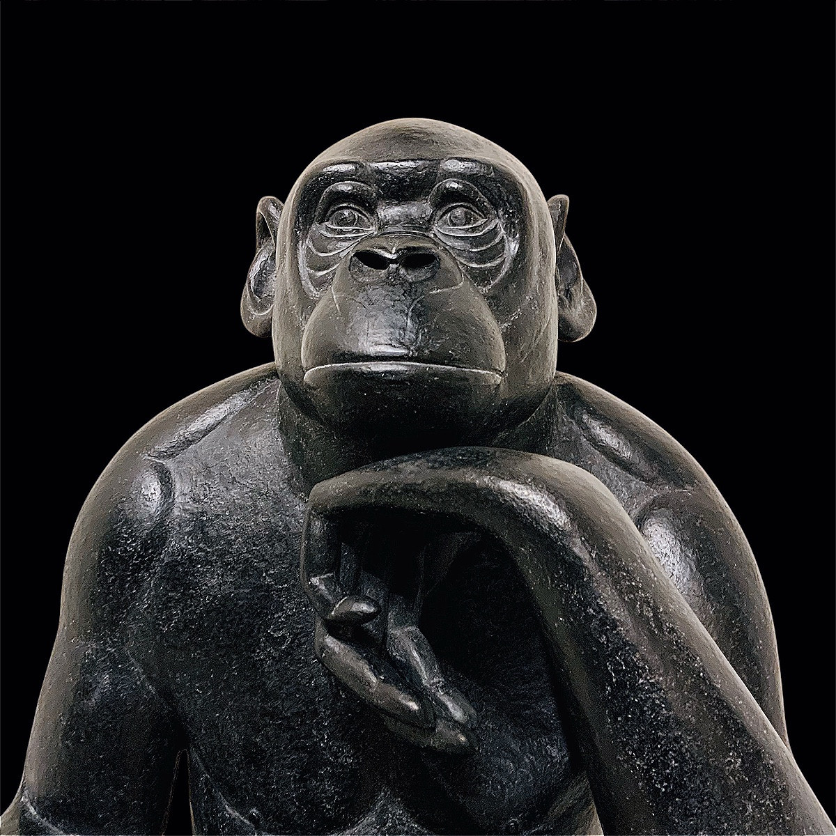 Bonobo Pensif, Sculpture Animalière En Bronze,  école Française De Florence Jacquesson-photo-5