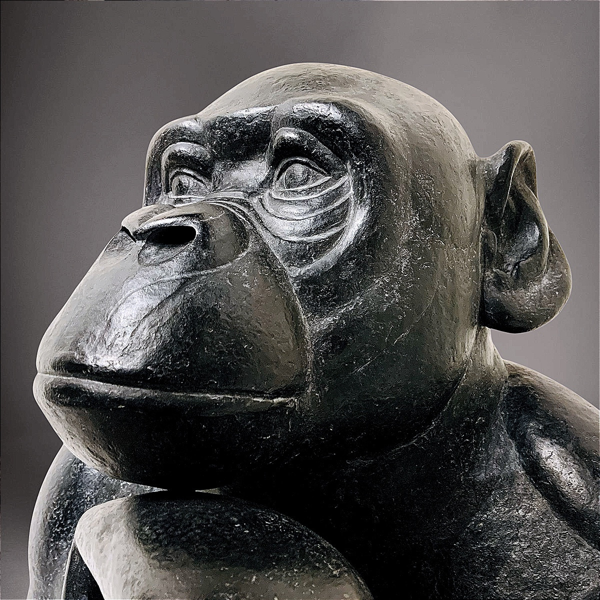 Bonobo Pensif, Sculpture Animalière En Bronze,  école Française De Florence Jacquesson-photo-8