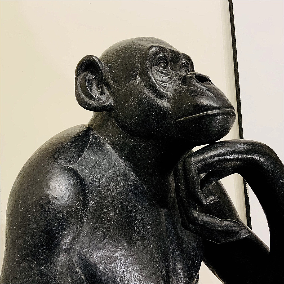 Bonobo Pensif, Sculpture Animalière En Bronze,  école Française De Florence Jacquesson
