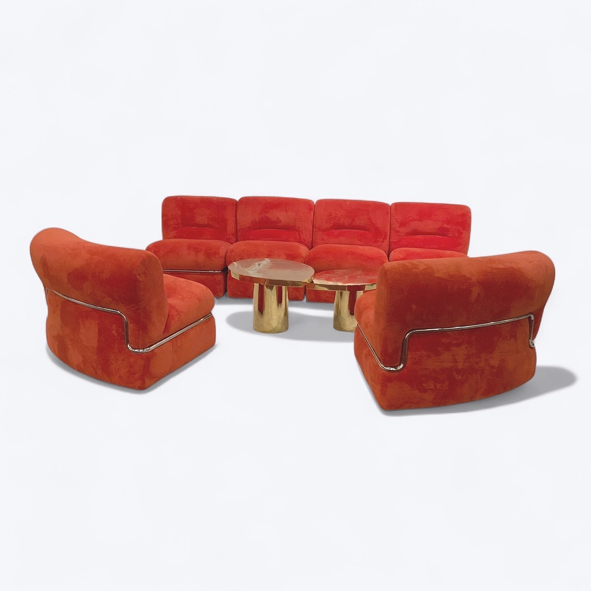 Grand canapé italien modulable années 1970 en tissu et chrome