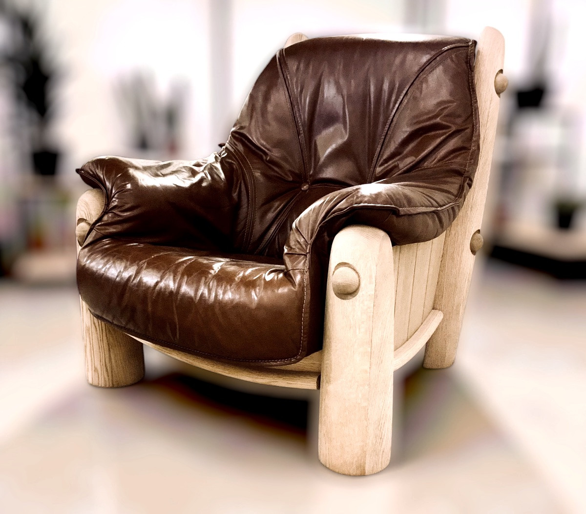 4 1950s/60s Oak And Leather Armchairs-photo-7