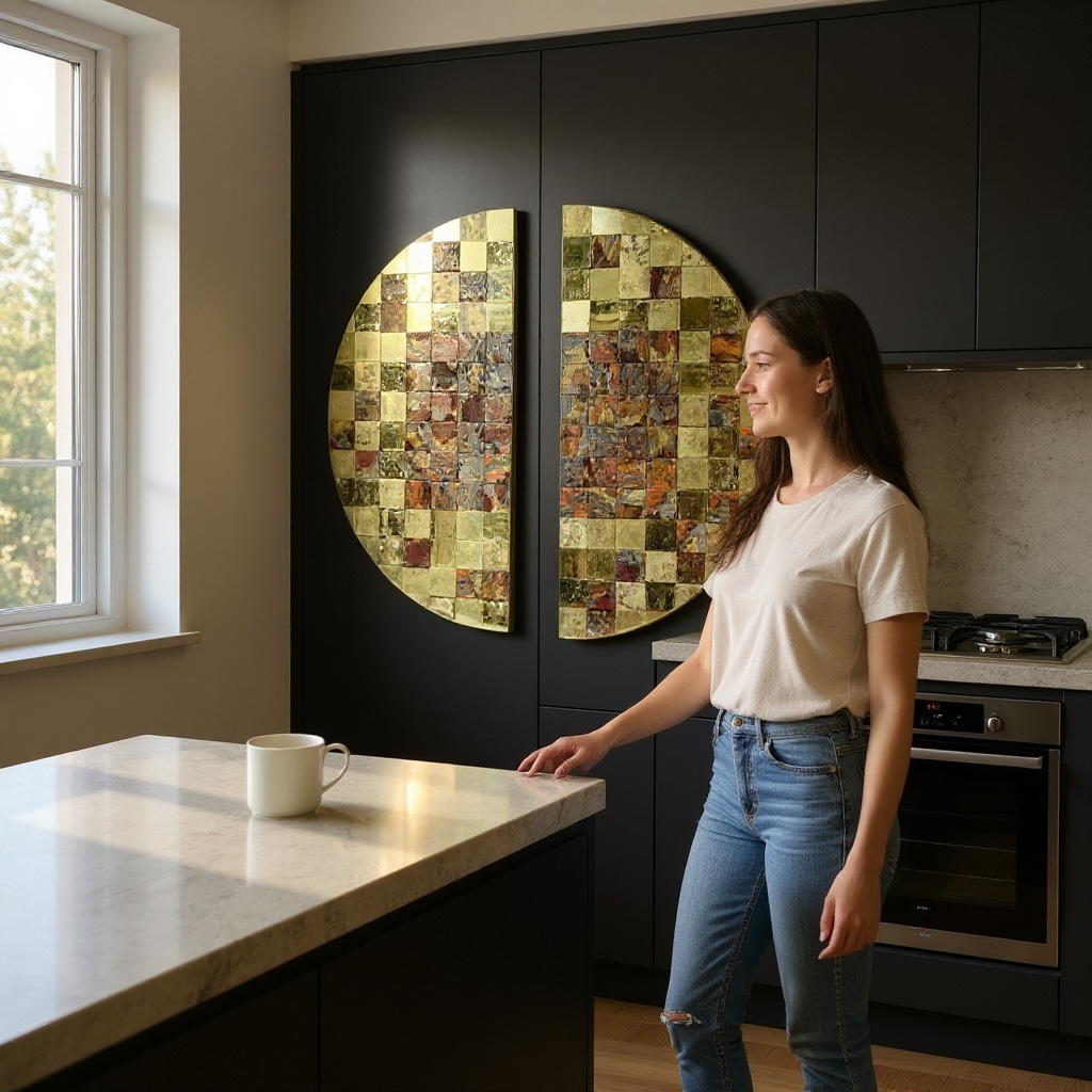 Large Brass And Ceramic Wall Panel By Stéphane Le Meur-photo-3